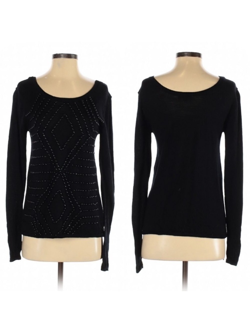 EMU AUSTRALIA 100% Merino Wool Beaded Front Scoop Neck Sweater XS